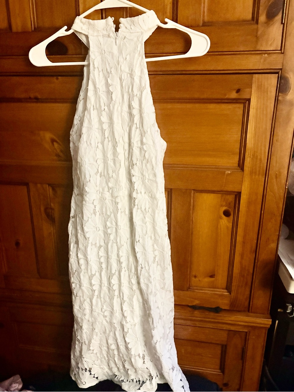Lulu's White Lace Halter Midi Dress